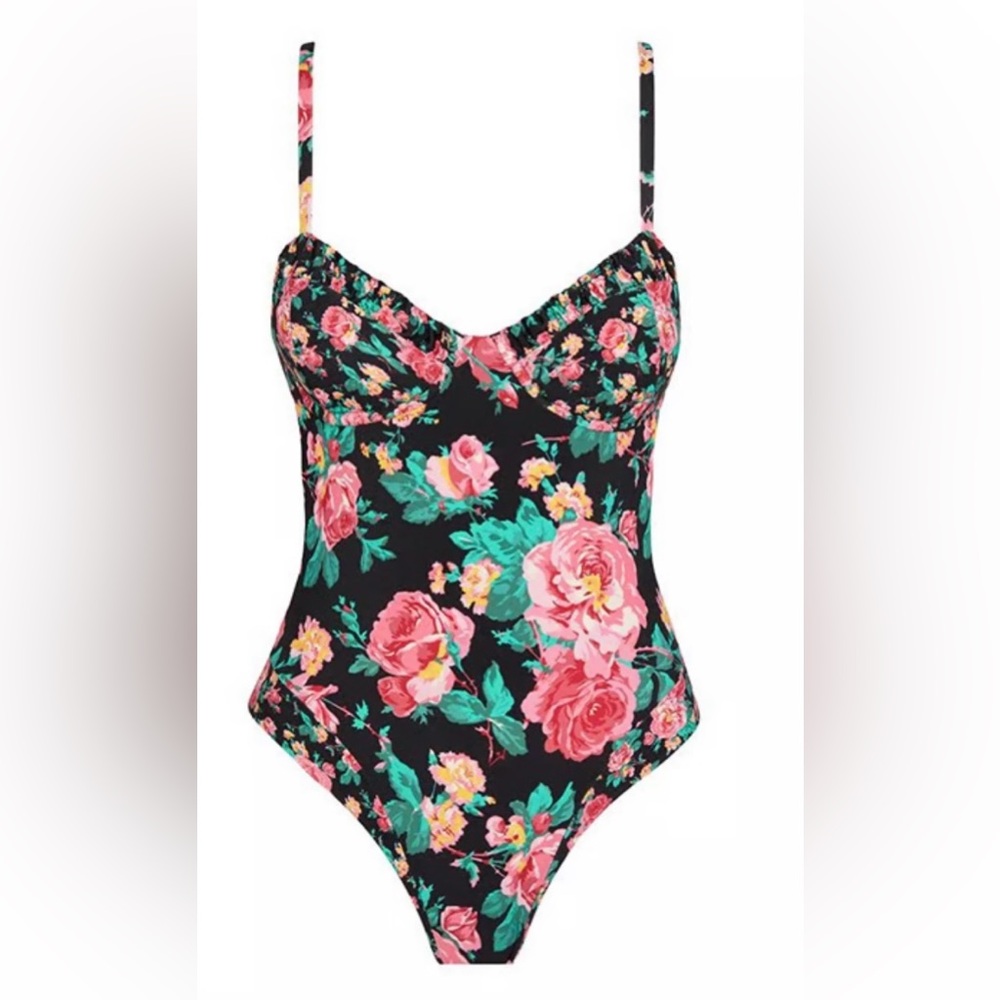For Love & Lemons Rosewater One Piece Floral Swimsuit